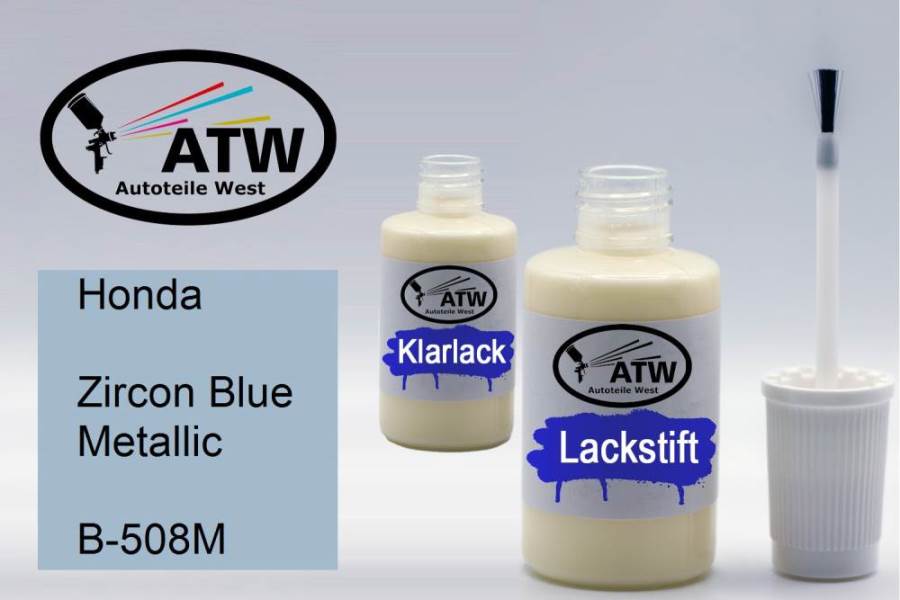 Honda, Zircon Blue Metallic, B-508M: 20ml Lackstift + 20ml Klarlack - Set, von ATW Autoteile West.